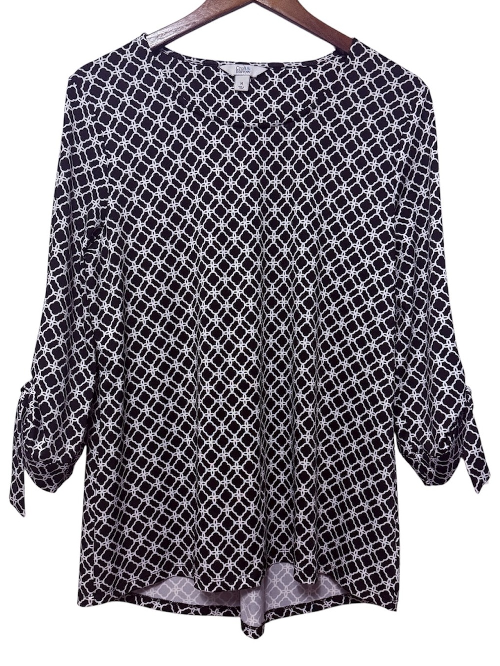 Croft & Barrow Geometric Tunic Top Women’s Medium 3/4 Length Convertible Sleeve